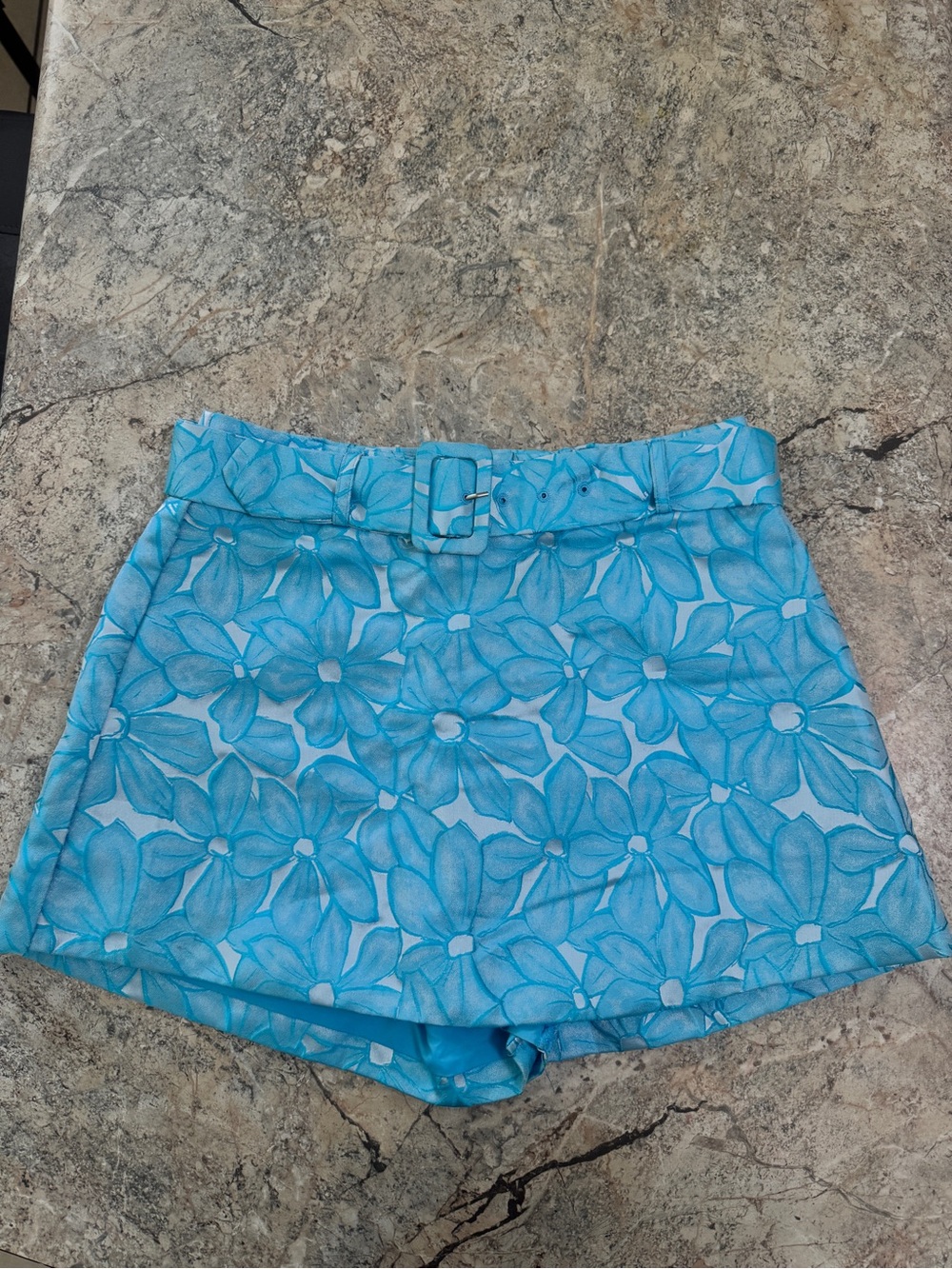 Blue Floral Belted Women's Skort